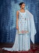 Light Blue Georgette Palazzo Suit